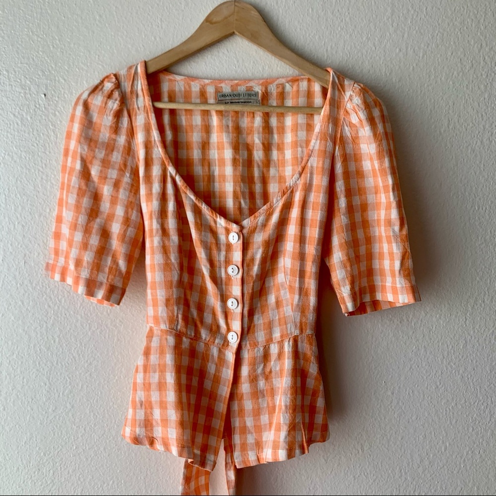 Urban Outfitters Gingham tie back top